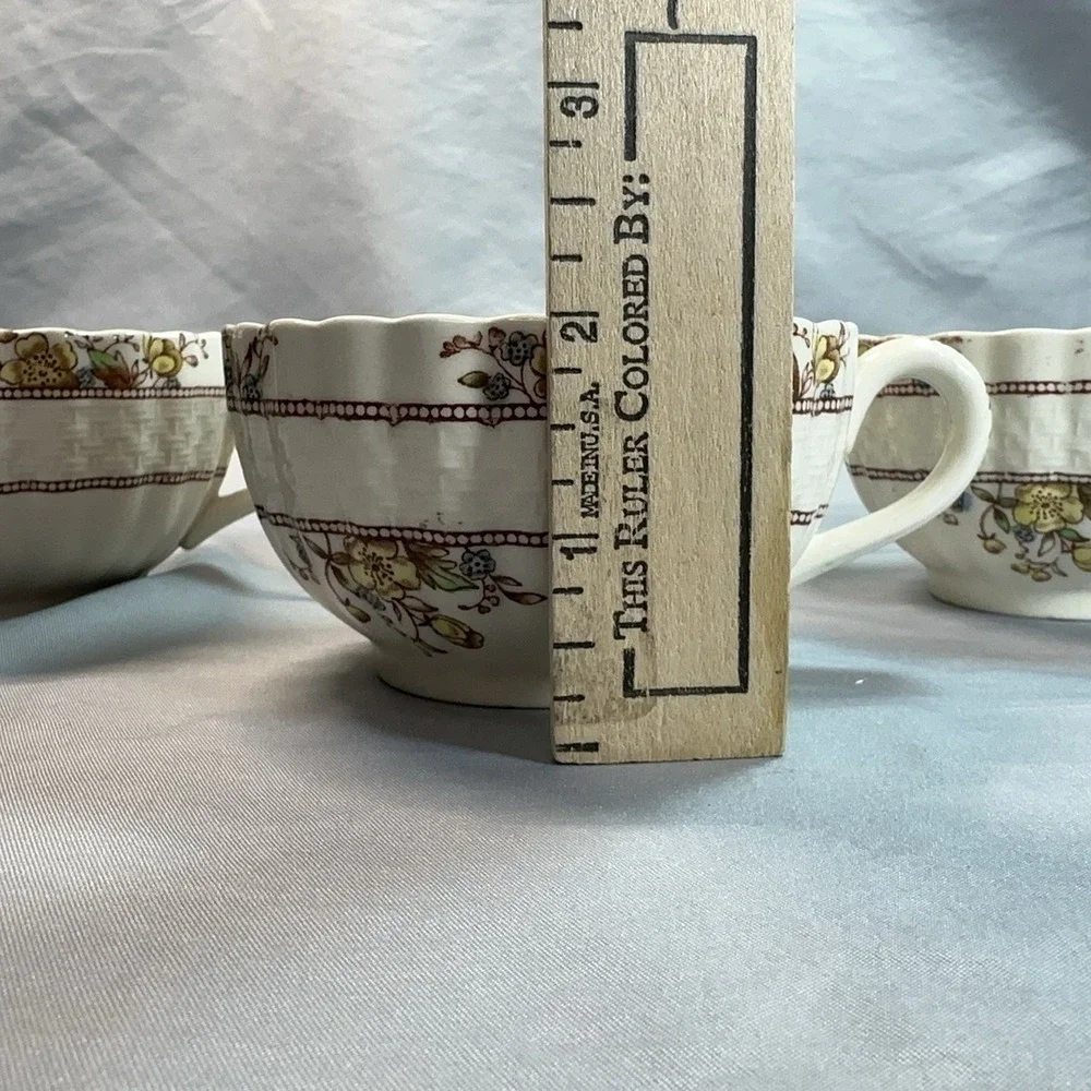 Spode Buttercup Teacup Saucer Set‎ Copeland England Scalloped Floral Old Mark